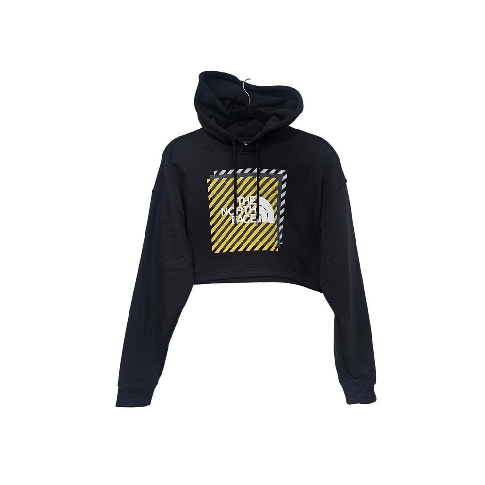 The North Face Hoodie Women M Black Cropped Coordinates Double Logo Athleisure ~